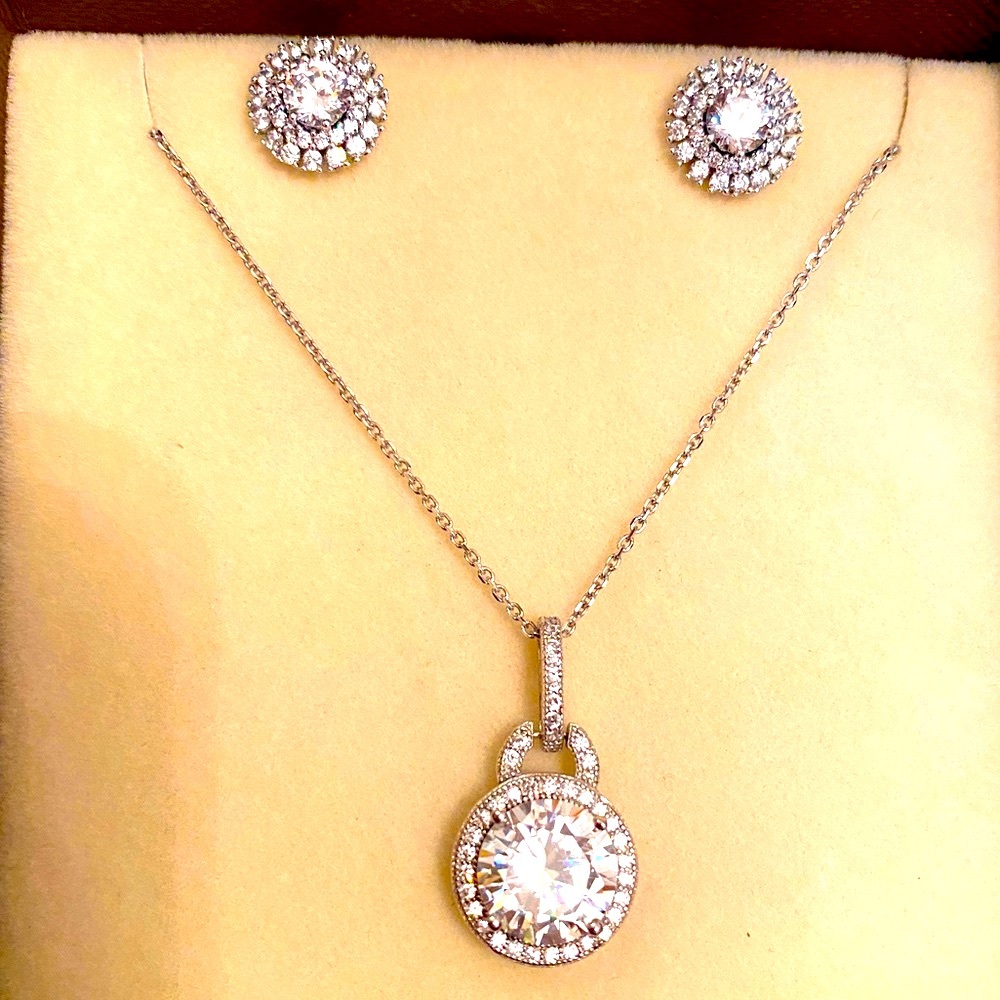 925 Sterling Silver Necklace & Earrings Set from Fire & Ice New